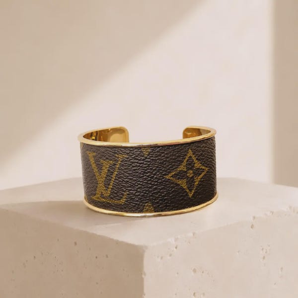 Luxury Upcycled Bangle Cuff Bracelet - Louis Vuitton Monogram