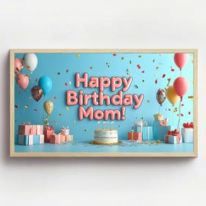 Samsung Rahmen TV Kunst Alles Gute zum Geburtstag Mama TV Rahmen pink blau Luftballons Tv Rahmen Kunst Geburtstagsparty Digitaler Download Tv alles Gute zum Geburtstag Mama