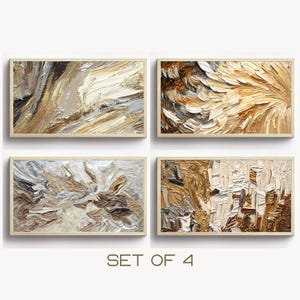 Samsung Frame TV Art, Set of 4 abstract palette knife beige neutral colors Frame TV Art, Samsung Art TV, Digital Download for Samsung Frame