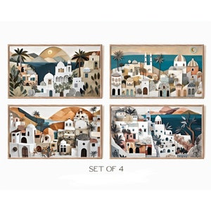 Samsung Frame TV Art, Set di 4 minimalista greco bianco villaggio chic boho Frame TV Art, Samsung Art TV, Download digitale per Samsung Frame