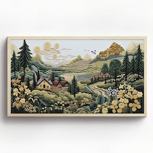 Embroidery Landscape Art for Samsung Frame TV (Digital Download)