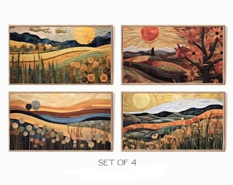 Samsung Frame TV Art: Nostalgic Autumnal Quilt Landscapes (Digital Download)