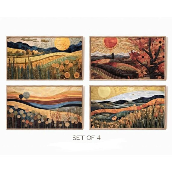 Samsung Frame TV Art: Nostalgic Autumnal Quilt Landscapes (Digital Download)