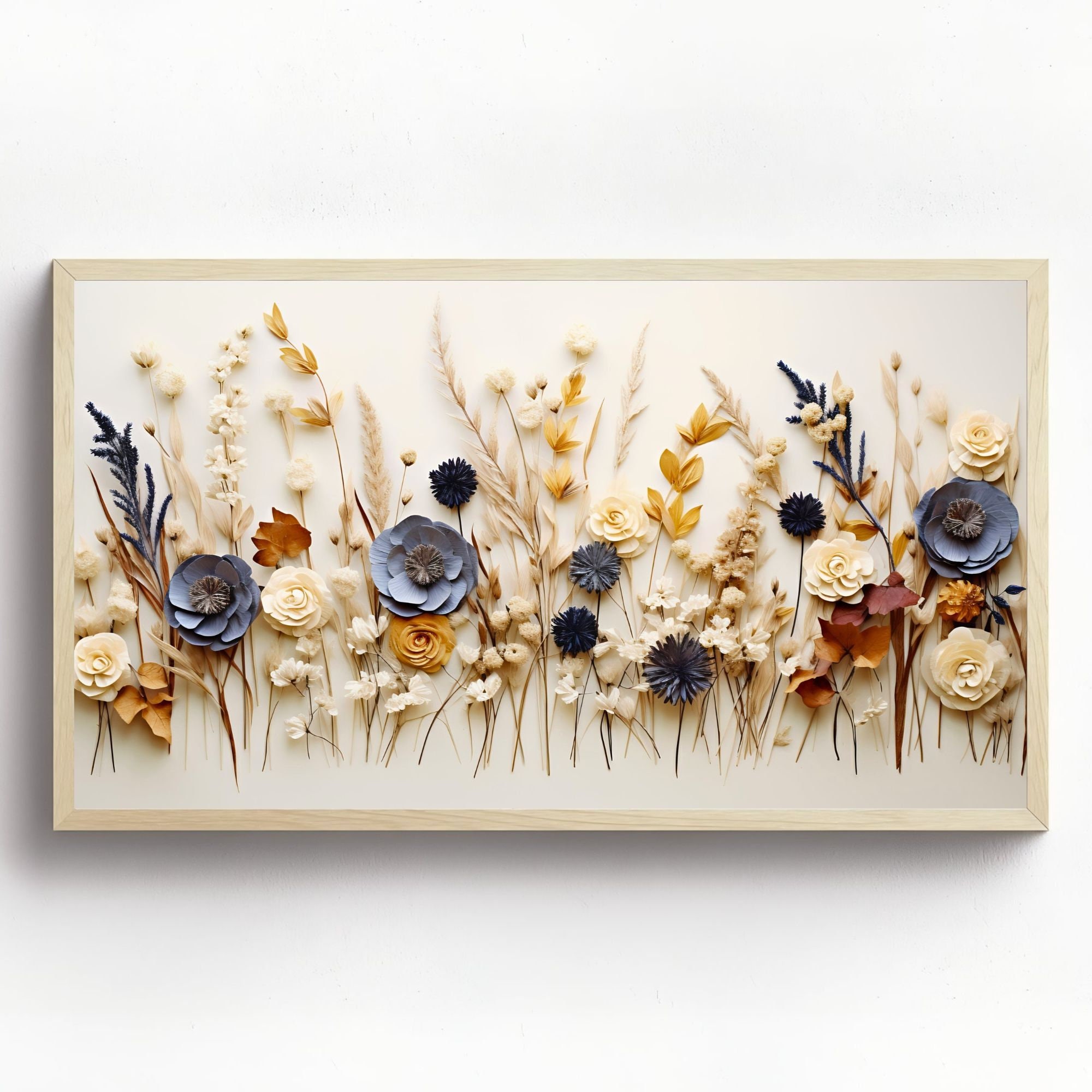 Cadre vitrine vintage fleurs séchées - Décoration