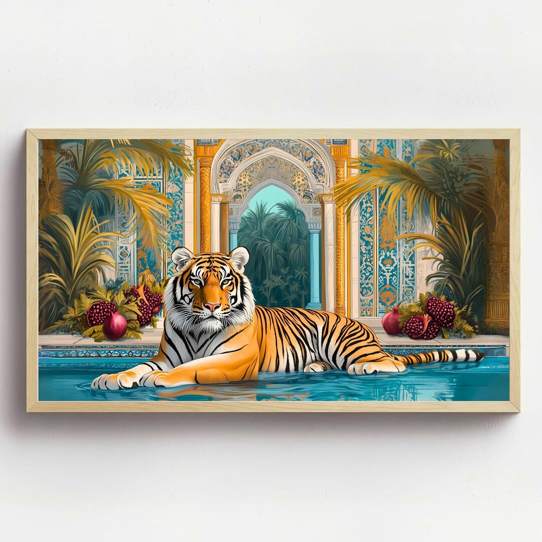 Persian Tiger Samsung Frame TV Art Palace Pool Print digital Download 