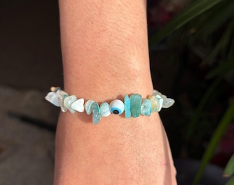 Evil Eye Blue Agate Bracelet
