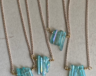 AQUAFIED/ aqua aura quartz necklaces