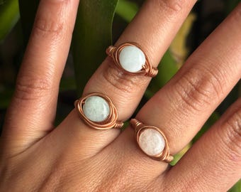 Beryl Copper Ring, Size 6-8