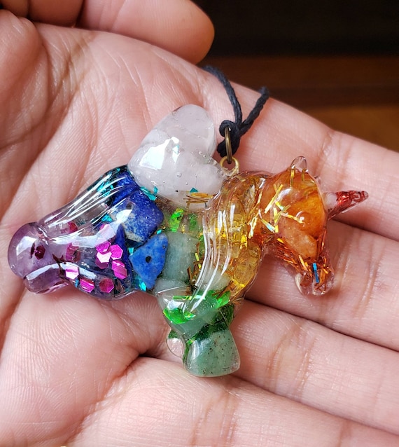 Kids Rainbow Unicorn Orgonite Necklace Orgone Necklace