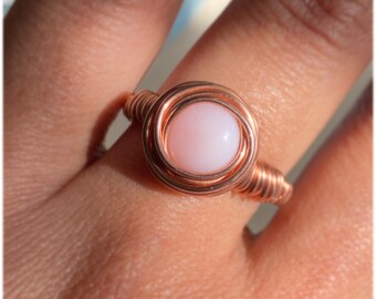 PRETTY-n-PINK pink opal wire ring