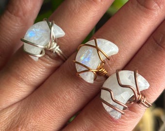 Moonstone Moon Rings