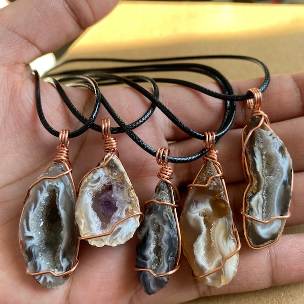 Agate Geode Necklace/You choose