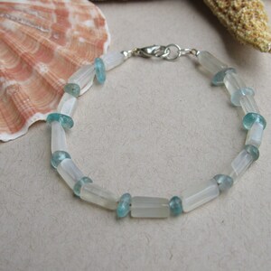 White Moonstone and Blue Apatite beaded bracelet