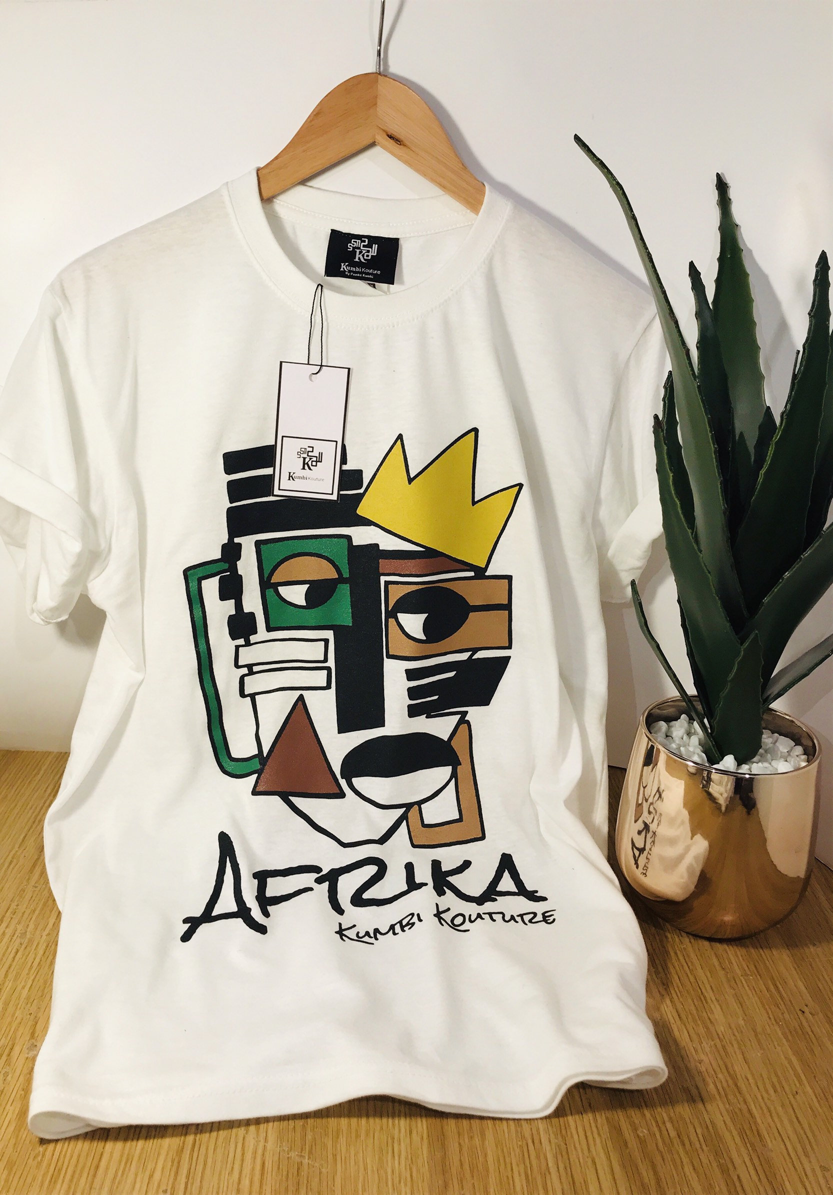 Image of African Mask T-Shirt, T-Shirt, Bold T-Shirt Print, Digital Art Screen Print, African Mask, Monochrome, Black White