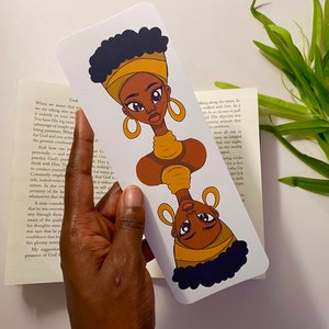 Marcador afro, arte lindo, regalo, lindo marcador de niña negra, marcador para amantes de los libros infantiles, libros para niños, arte de ilustración afro