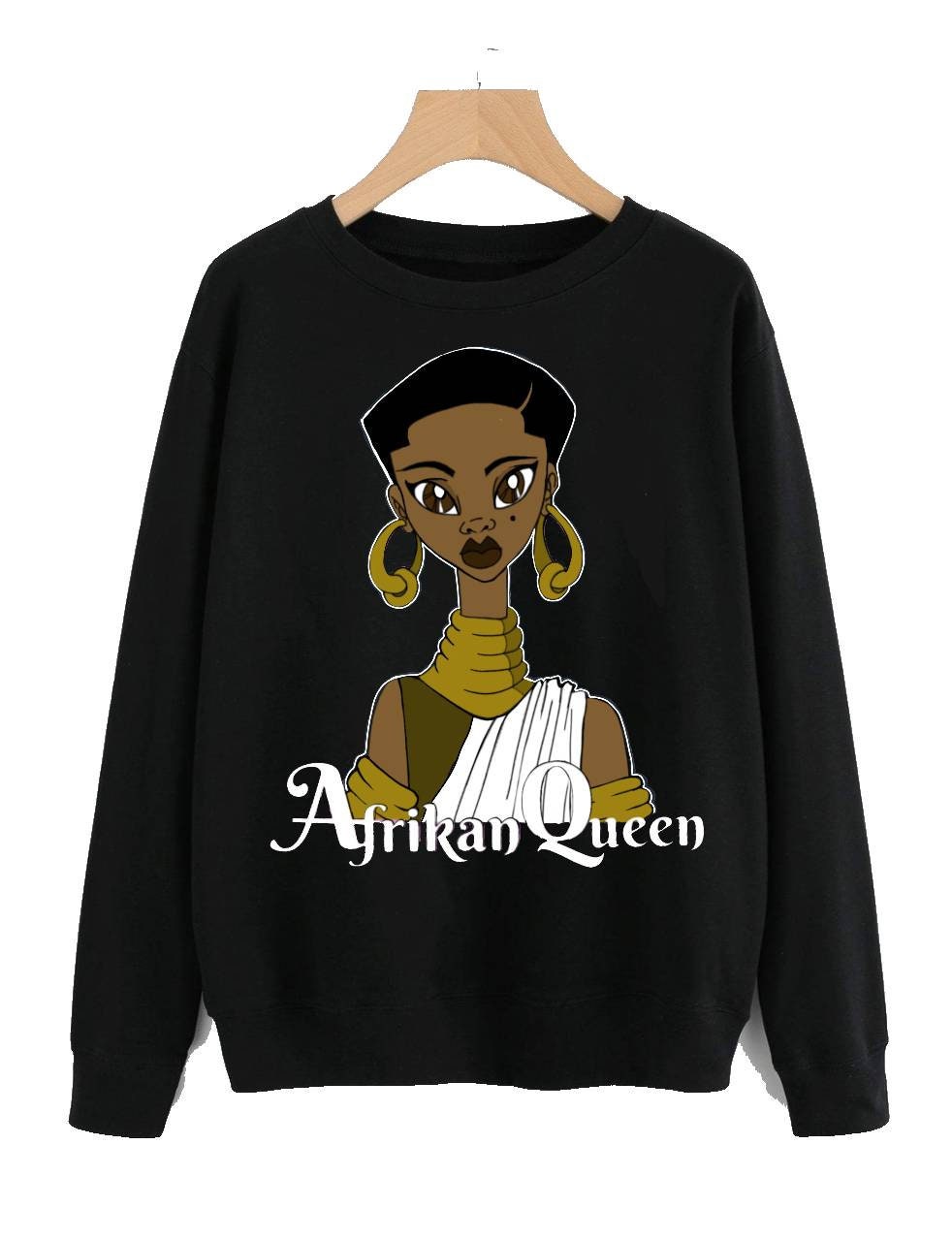 Image of Sweatshirt, Black Shirt, Cartoon, Graphic Jumper, Thick Screen Printed, Digital Print Shirts, Baggy Jumpers