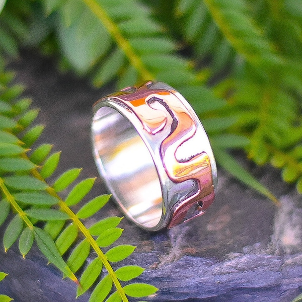 Solid Sterling Silver Ring, Ring for Men, Stacking Ring, Wide Band Ring, Elegant Jewelry, Genuine Silver Ring, Bohemian Jewelry