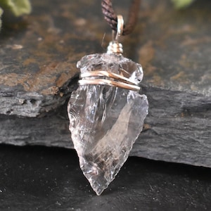 Crystal Quartz Arrowhead Necklace, Rock Crystal Necklace, Dainty ...