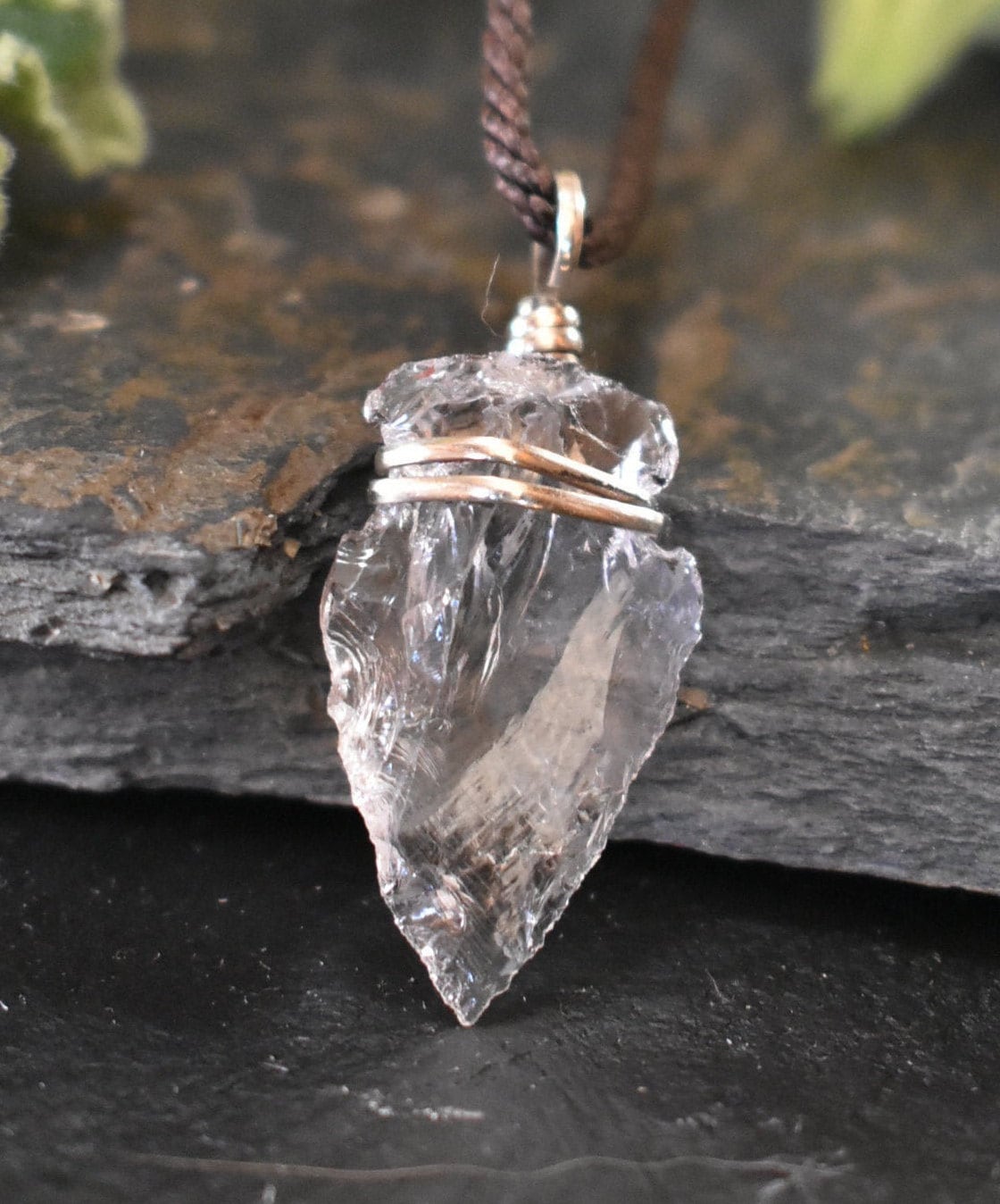 Crystal Quartz Arrowhead Necklace Rock Crystal Necklace | Etsy