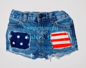 Shorts Distressed Patched Baby Toddler Kids 4th of July USA American Flag