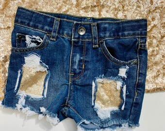 sparkly jean shorts