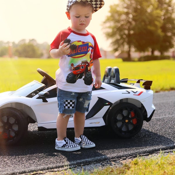 Distressed // Shorts // Baby // Toddler // Kids // Patched // Black // White // Checkered