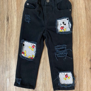 Distressed Jeans // Patched // Mickey Mouse