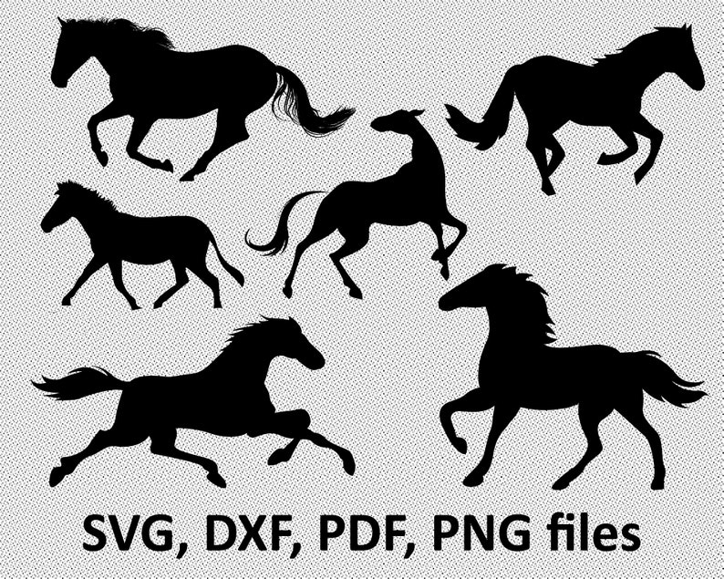 Download Animal Silhouettes Png Horse Svg Silhouettes Eps Running Horses Svg Collection Dxf Horses Vector Clipart Digital Download Svg Kits Craft Supplies Tools Deshpandefoundationindia Org