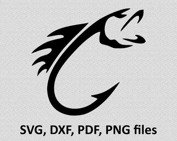 Download Fish Hook Svg Silhouette Svg Cricut Svg Large Mouth Fish Etsy