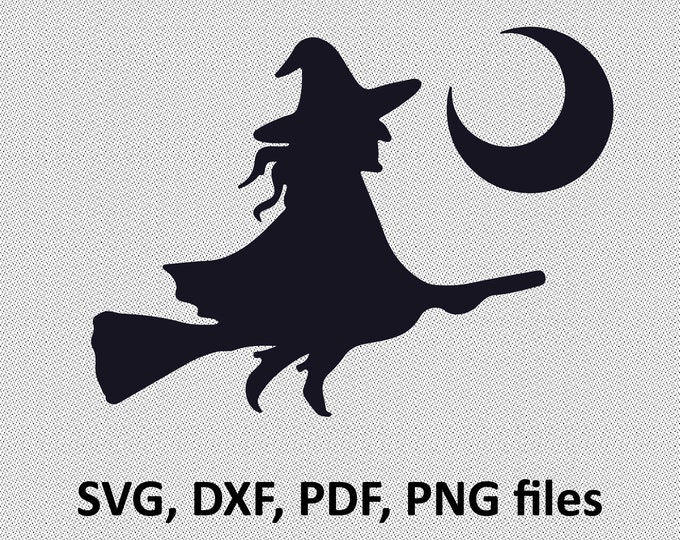 Flying Witch svg, Flying witch dxf, halloween witch svg, witch ...