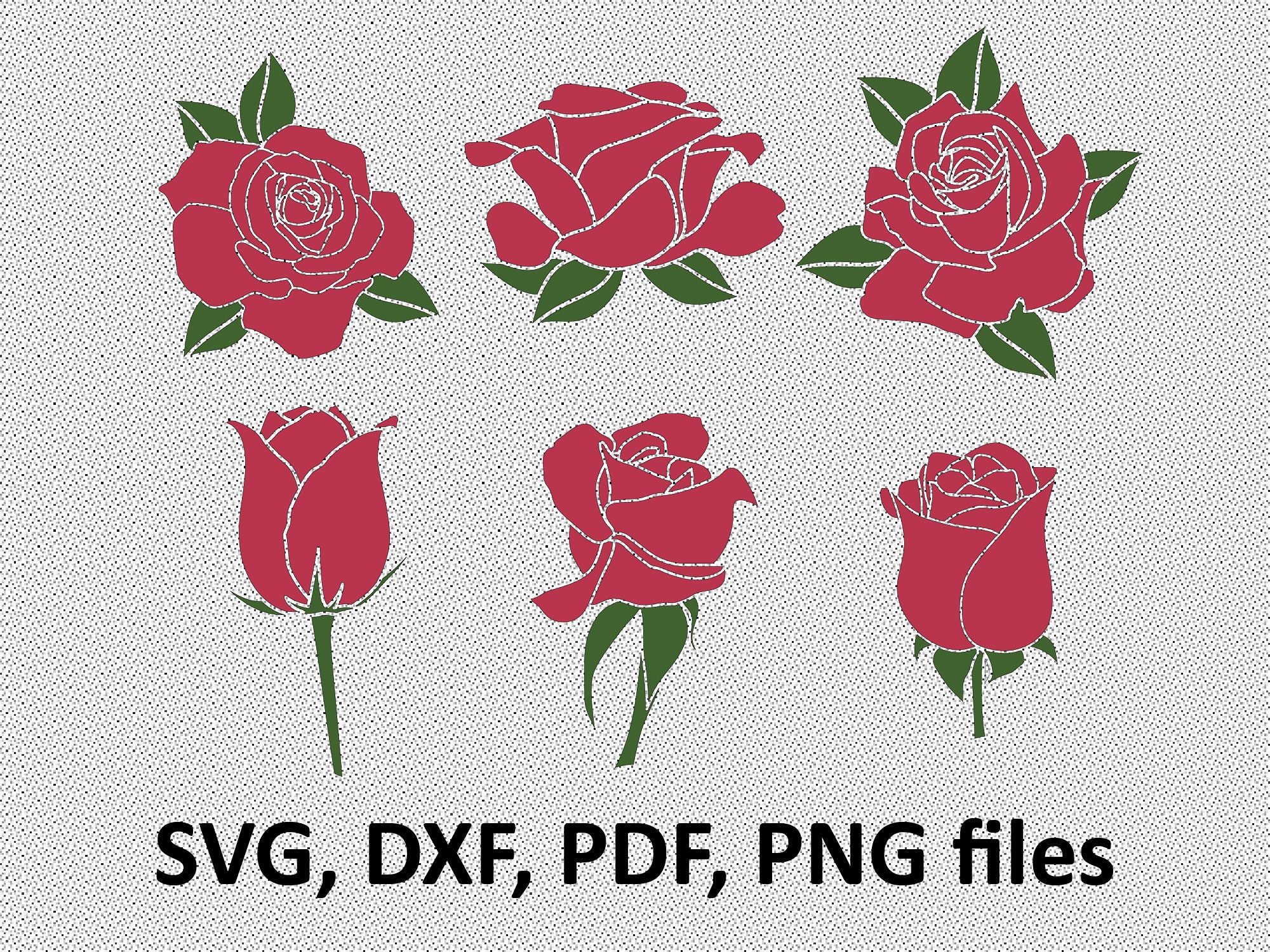 Download Rose Bundle Svg Flowers Svg Roses Svg Rose Silhouette Red Etsy