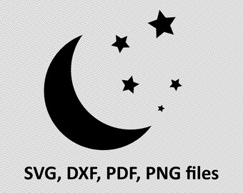 Moon Stars Svg Etsy