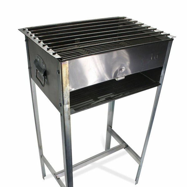 Traditional Upright Metal Thai Barbecue Grill with bar supports 16 x 12 inch s