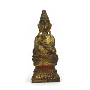 Antique Burmese 19th Century, Burma Shan Buddha, 18cm high. Teak Wood Statue.