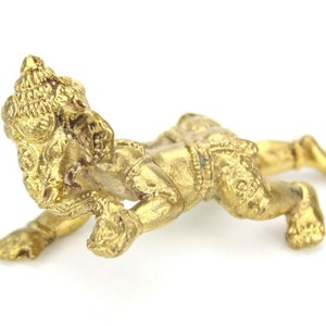 Buddhist and Hindu Amulet Brass Metal Crawling Ganesh Amulet / Statue GS3 Gold
