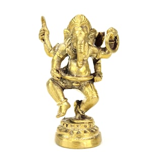 Buddhistische und hinduistische Amulett Messing Metall stehenGanesh Amulett / Statue GS2 Gold
