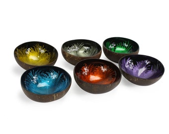 Thai Coconut Shell Bowl Splash Design Different Colours Available