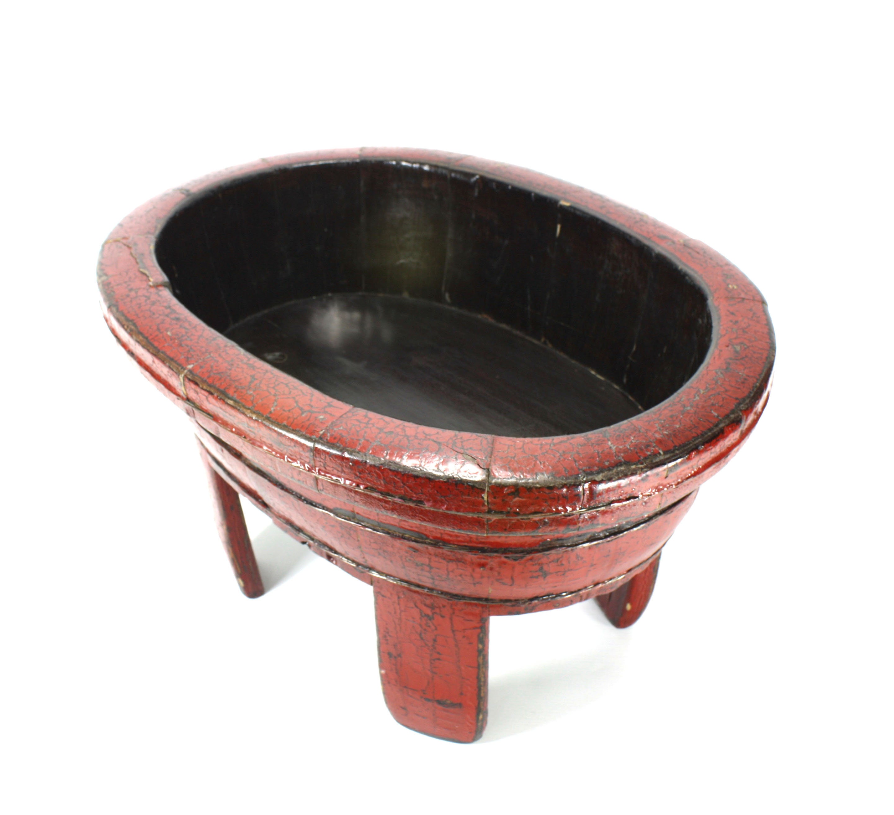 Chinesische Waschschüssel / Übertopf / stehende Schale aus Holz, 19 Jahrhundert, 57,5cm lang, 30cm hoch (möglicherweise Vietnam)