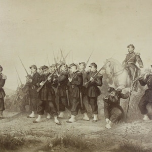 Stampa originale antica della guerra franco-prussiana, XIX secolo, Immagine A. 23 cm x 38 cm