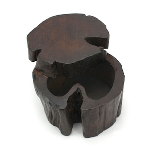 Thai teak root swivel box: Dark Waxed Finish (Small). Thailand. c. 10cm x 10cm