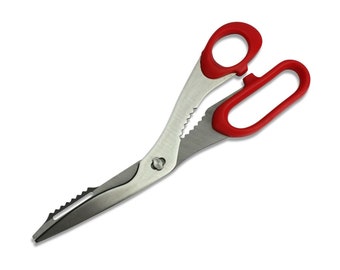 Tijeras para cangrejos, 20 cm de acero inoxidable, hojas desmontables para limpieza, mangos rojos