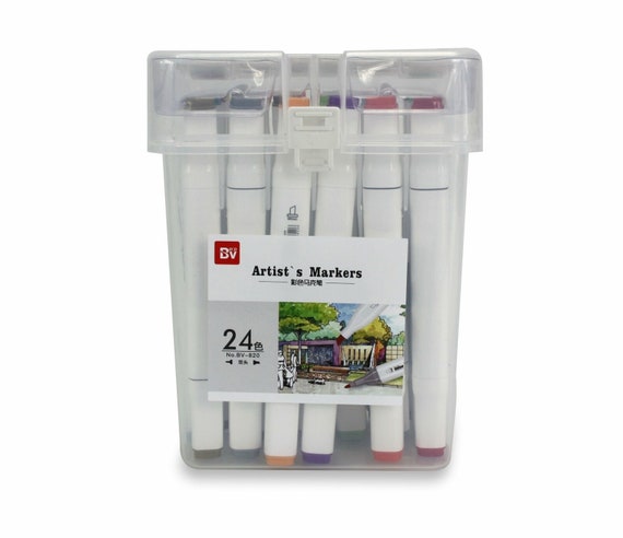 Artist's Marker Set 24 Permanent Alcohol Based Marker Pens in Carry Case.  Professional Quality. -  Denmark