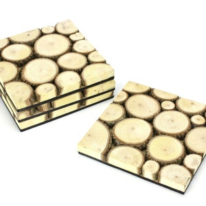 Set of 4 Tamarind Wood Drinks Mat / Coasters natural version Thailand Handmade
