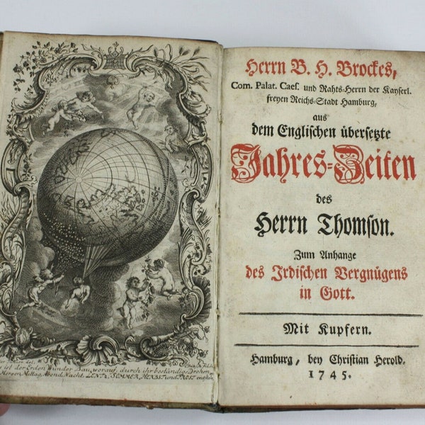 B H Brockes translation of James Thomson's The Seasons, 1745. Jahres-Zeiten des Herrn Thomson.