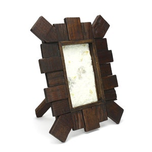 Thai Teak Wood Photo Frame, 6&quot; x 4&quot;, No. 9. Reclaimed handmade from Thailand.