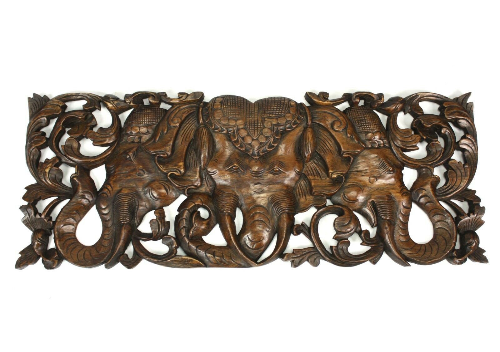 Carved Teak Wall Panel Three Headed Elephant Erawan Design - Etsy