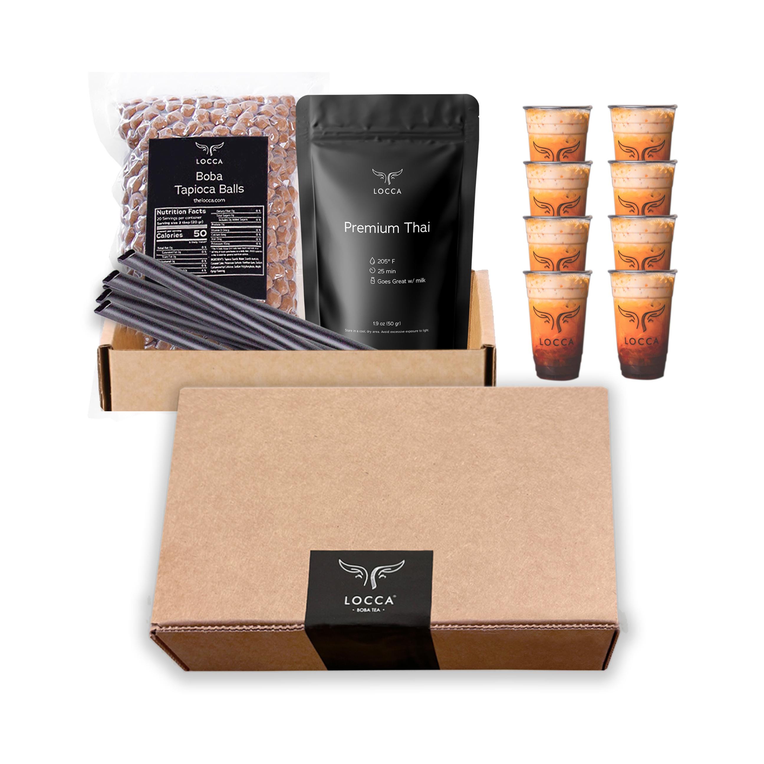 Thai Tea Boba Kit | 8 Servings Premium Boba Kit with Chewy Tapioca Pearls | Boba Gift Boba Tea Making | Bubble Tea Kit | Boba Milk Tea Kit