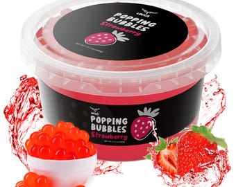 Perlas de tapioca de fresa para té de burbujas, perlas de fruta explosivas para bebidas y postres, ideal como regalo de Navidad, listas para comer, sin necesidad de cocinar.