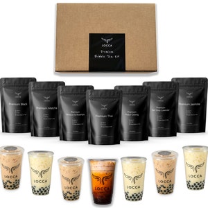 Boba Tea Gift Set, Shop Bubble Tea Kit with Flavors, Unique Gift for Her and Boba Tea Menu with 56 Drinks image 1