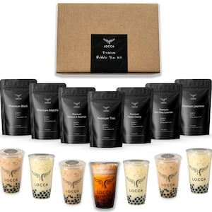 Locca Boba Tea Kit | Boba Party Kit | Bubble Tea Gift Kit | Boba Gift | 56+ Drinks | 7 Boba Flavors | DIY Food Gift | Boba Lover Gift